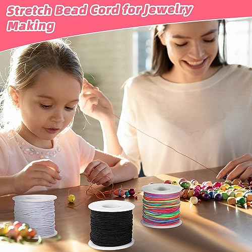 EWPJDK 1mm Elastic String Stretchy String for Bracelet Making Rainbow Bracelet String Elastic Cord for Jewelry Making, Bracelets, Necklace, Beading and Crafts