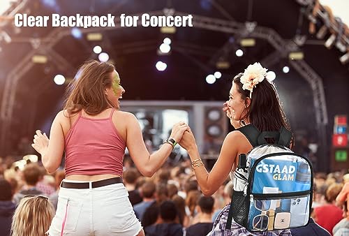 Oraben Clear Stadium Backpack 12x6x12 Small Clear Bag Stadium Approved Great for Games Sport Events Festival Concerts Women Men Unisex(Black)