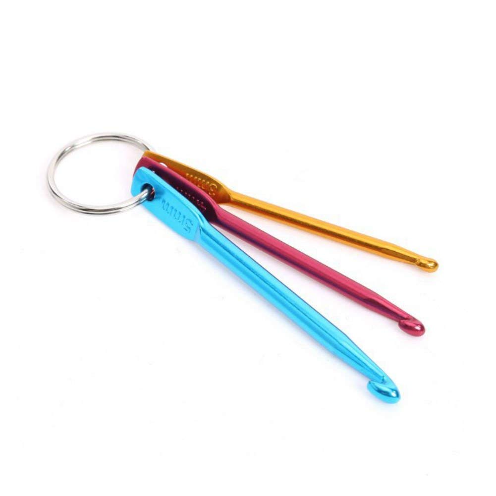 Zuoyou 4 Sets Mini Keychain Aluminum Crochet Hooks Knitting Needles 3 Sizes/Set (3mm,4mm,5mm)