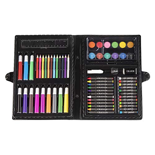 Darice 80-Piece Art Set – Art Supplies for Drawing, Painting and More in a Plastic Case - Makes a Great Gift for Children and Adults