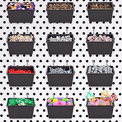 G.CORE 12 Pack Small Pegboard Bins with Hooks, Peg Board Hooks Assortment Organizer Accessory, Various Tools Storage Arrange System Kit for Garage Craft Workshop Workbench Hobby Office