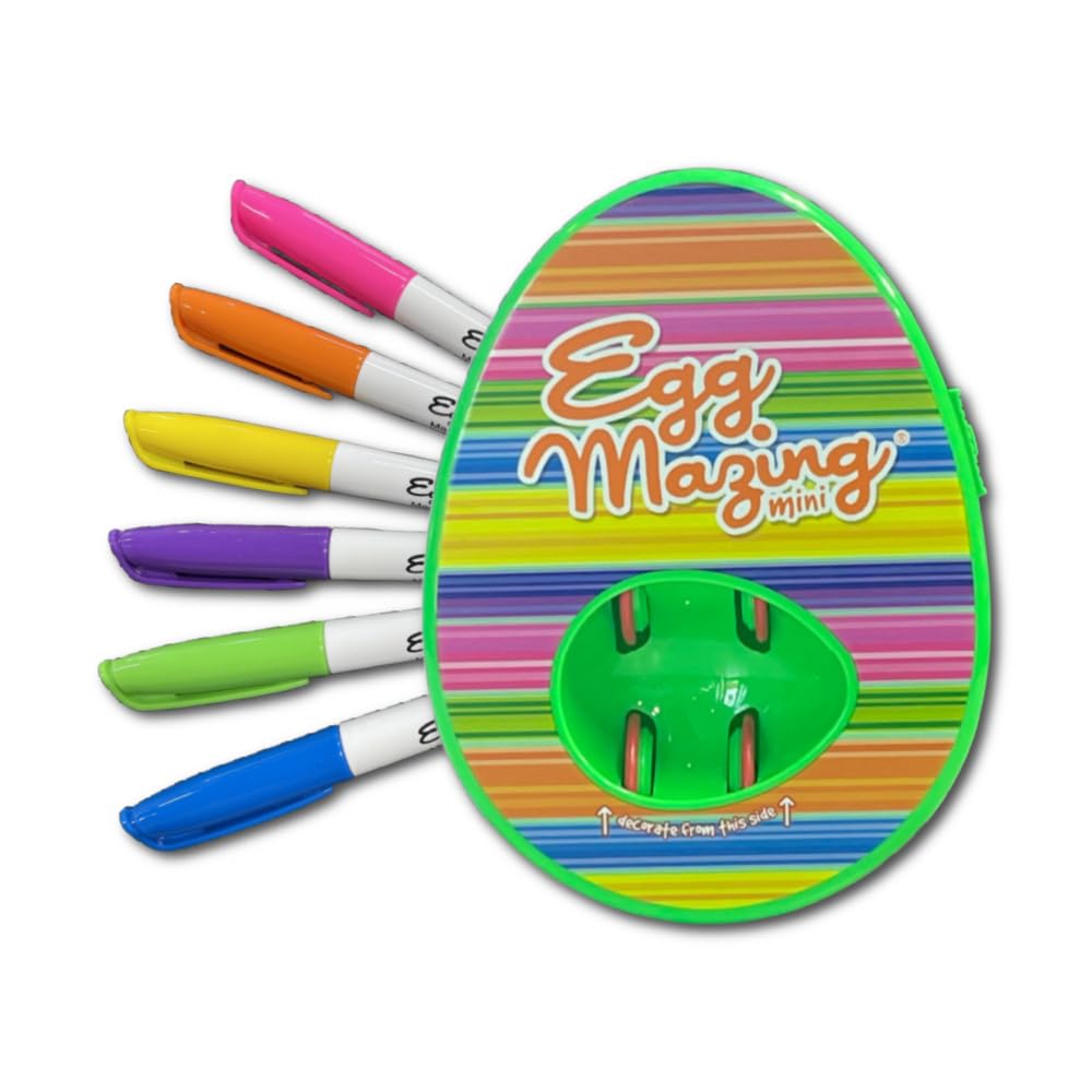 Easter Egg Mini Decorator Kit Arts and Crafts Set - Includes Egg Decorating Spinner and 6 Markers - Ages 3 and Up [Packaging May Vary]