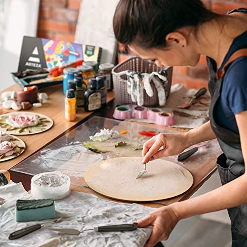 ARTEZA MDF Wood Slices, Set of 10, 5 x 11.8-Inch Circles and 5 x 9.05-Inch Squares, Unfinished Wooden Pieces for DIY Craft and Art Projects