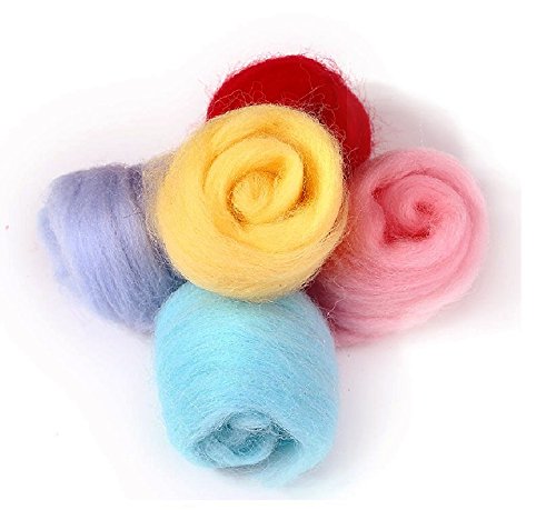 MOMODA BAODLON 50 Colors Fibre Wool Yarn Roving for Needle Felting Hand Spinning DIY Craft Materials