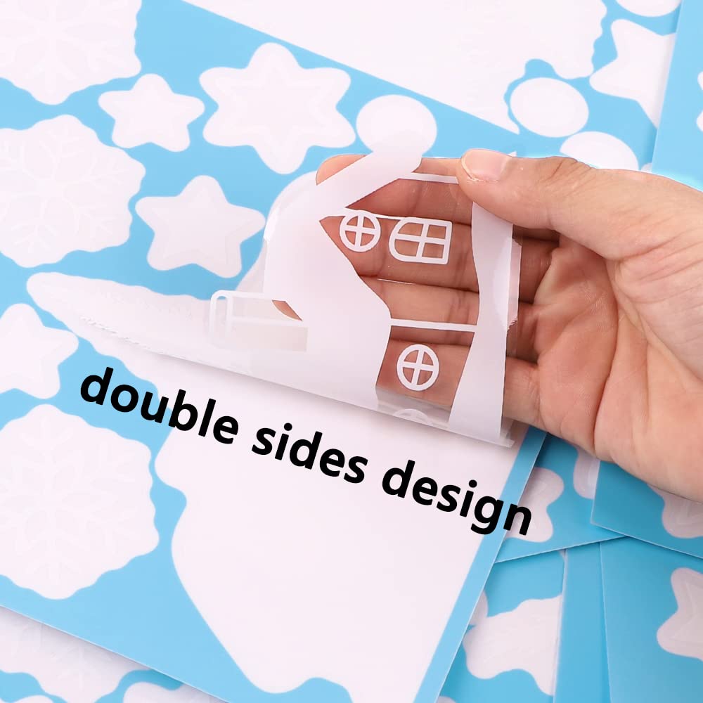 9 Sheets Christmas Window Clings - Tree Snowman Snowflakes Reindeer Decals for Winter Glass Decoration