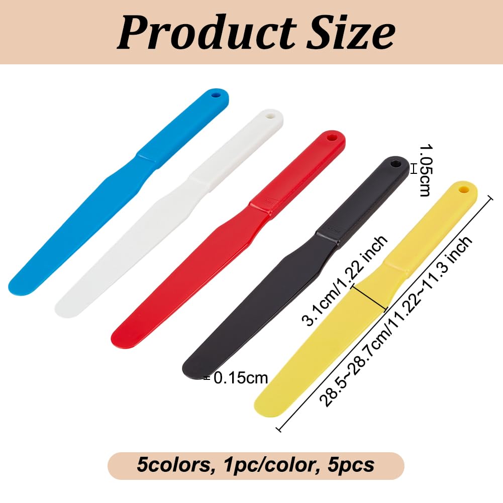 5PCS Screen Printing Spatula 1.2” Width Plastic Spatulas Ink Scoop Screen Printing Shovel Silk Screen Printing Shovel Goop Scoop Ink Spatula 5 Colors for Silk Printing