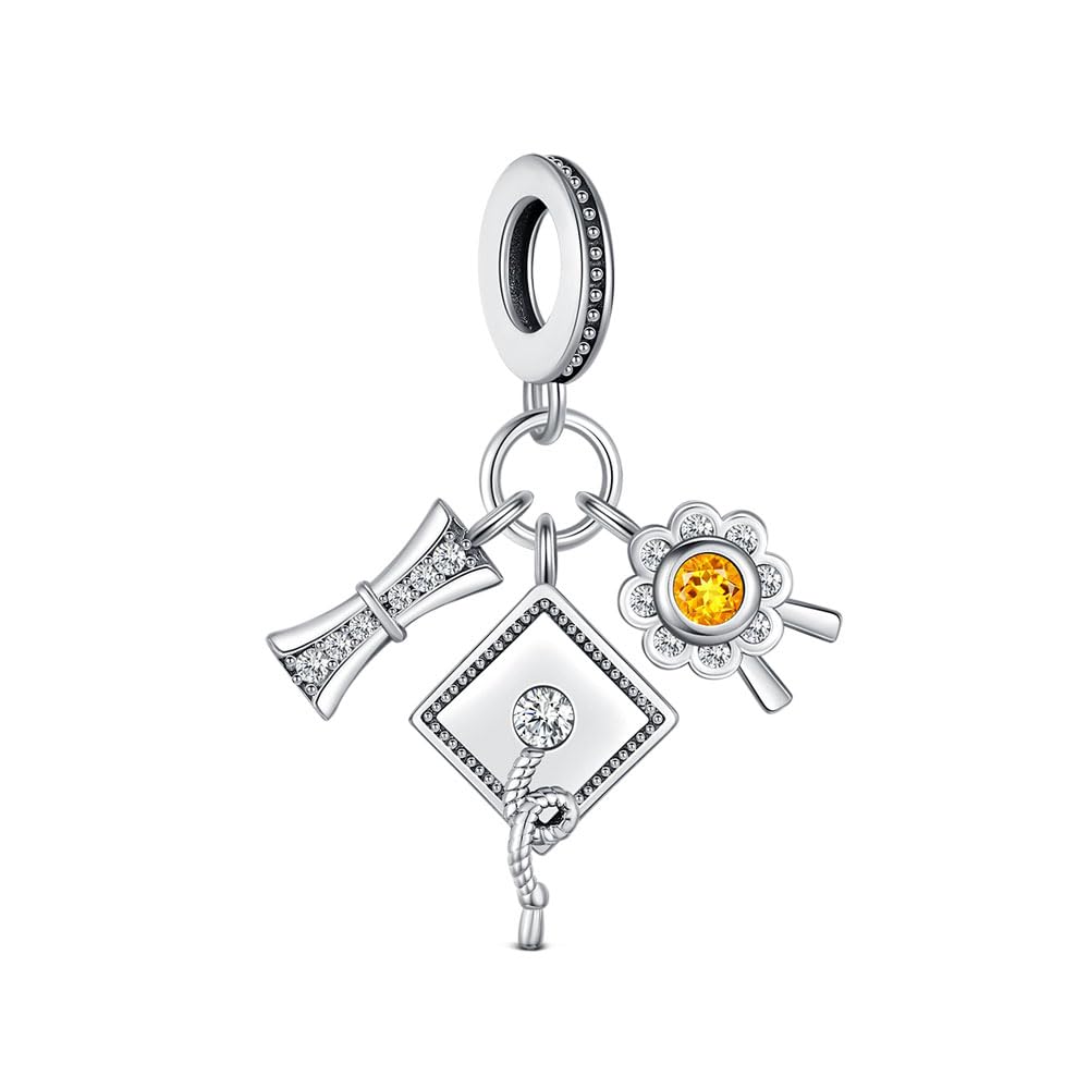 KEQ 2026 Graduation Cap Charms for Pandora Bracelets Necklace 925 Sterling Silver Bead for Daughter Granddaughter Graduation Pedant with 5A Cubic BBF Christmas Gift (Graduation)