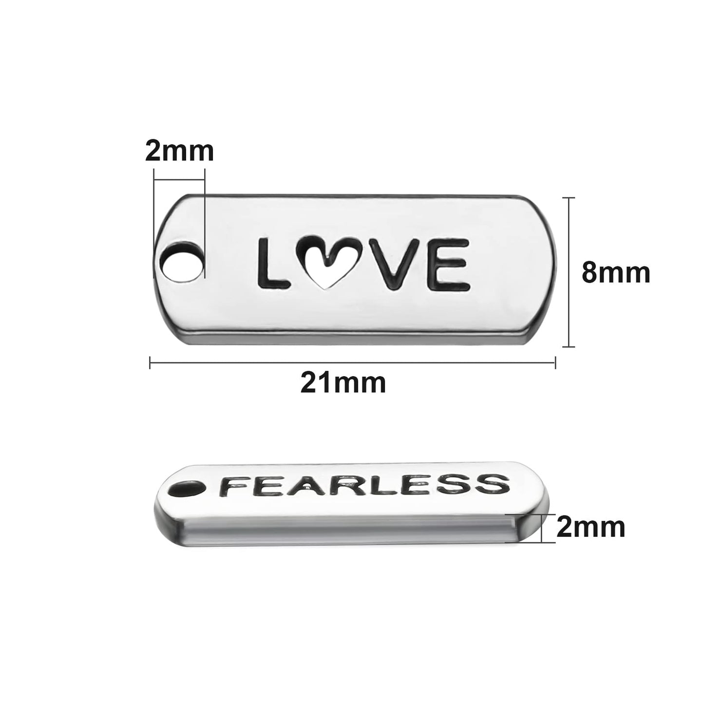 Hicarer 80 Pieces Word Charms Pendants Engraved Motivational Jewelry Making Accessories for DIY Necklaces, Bracelets, Key Chains(Silver)