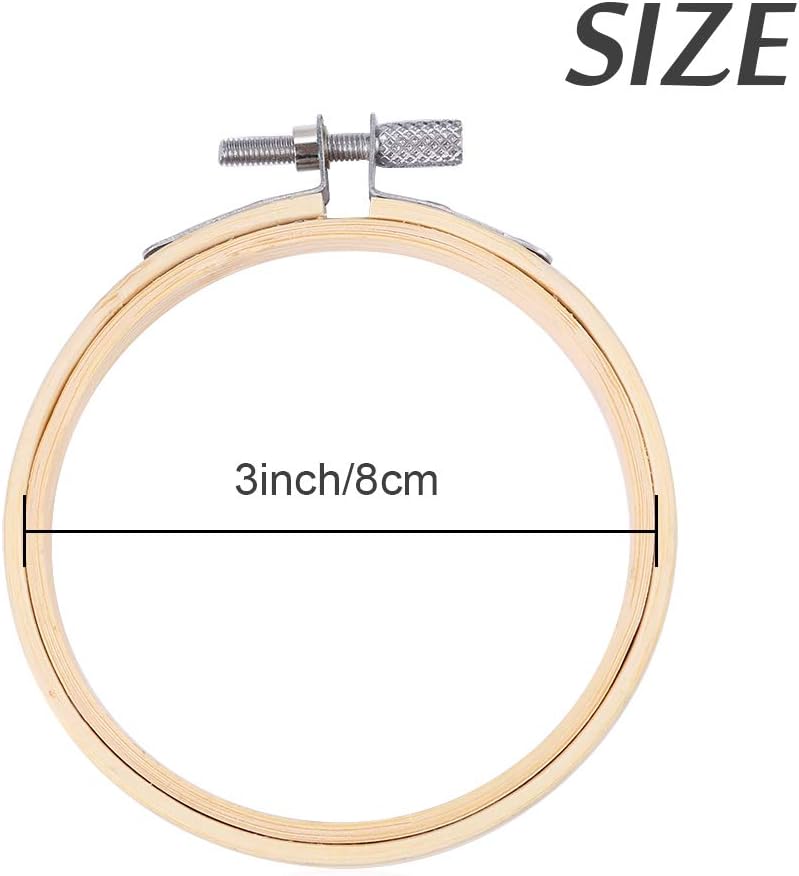 12 Pieces 3 Inch Wooden Round Embroidery Hoops Adjustable Circle Cross Stitch Hoop Ring Bulk for Christmas Home Ornaments, Art Craft Handy Sewing