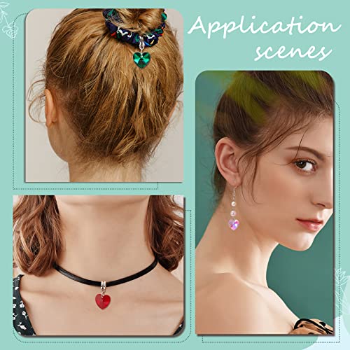 PH PandaHall 6 Colors Heart Glass Charms 30pcs Faceted Heart Pendants Valentine Charms Crystal Dangle Charms with Bail Hanger Large Hole Beads for Wedding Mother Necklace Bracelets Making, Hole: 5mm