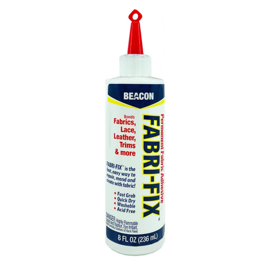 Fabri-Fix Bonding Solution - Fast Grab & Quick Dry for Fabric, Leather & More - No Heat, No Mess & Burn-Free, 8-Ounce