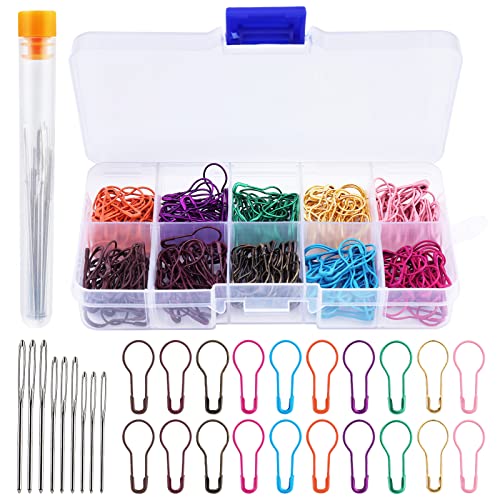Kollase Stitch Markers, 300 pcs Crochet Markers, Metal Stitch Markers for Crocheting, Crochet Accessories and Supplies, Stitch Markers for Knitting and Crocheting, Safty Pins for Fabric and Paper