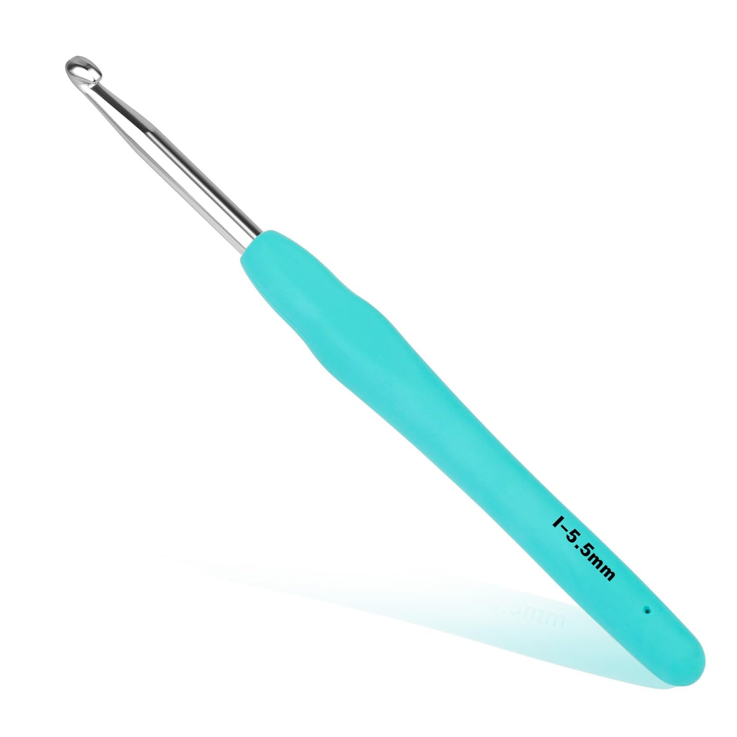 Crochet Hook, 5.5 mm Ergonomic Crochet Hook, Crochet Needles, Ergonomic Handle for Arthritic Hands, Knitting Needles with Soft Handle Beginners and Experienced Crochet Hobbyists (5.5 mm)
