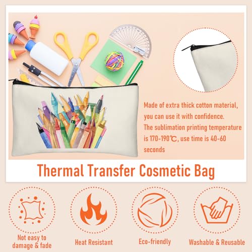 Legigo 10 Pack Blank DIY Craft Case Blank Makeup Bags- Beige Canvas Pencil Pouch Bulk Cosmetic Bag Multi-Purpose Travel Toiletry Zipper Bags (8.3 × 5 Inch)