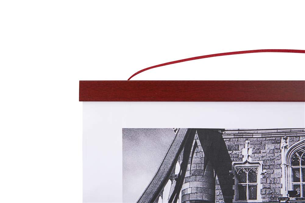 Benjia Magnetic Poster Hanger, 8x10 8x20 8x11 Poster Frame Wood Wooden Magnet Print Posters Dowel Scroll Hanger Hangers Hanging Kit for Walls Map Canvas Artwork (Mahogany, 8")