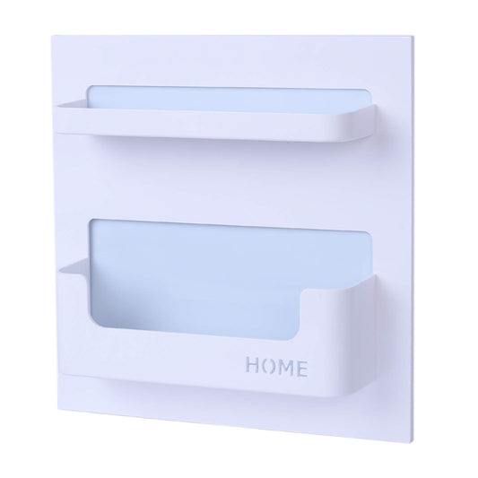 Bedside Shelf Bedroom Dorm Room Rack Organizer Storage -Use as Kid Student Wall Shelf to Organize Headphone,Remotes,Glass,Cellphones(Horizontal Type/White)