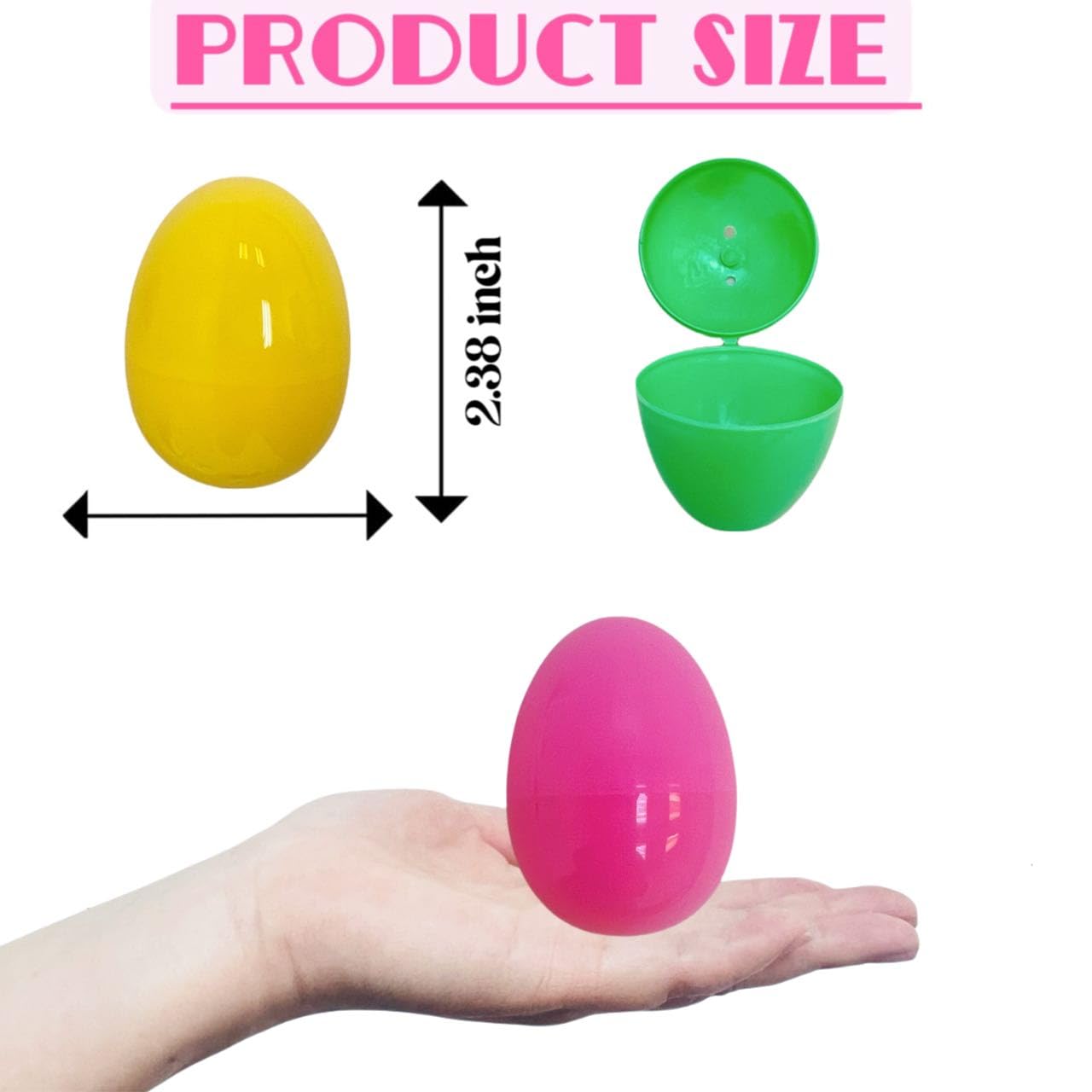 Plastic Bright Easter Egg Assortment 50 Pcs Perfect for Easter Egg Hunt/Surprise Egg/Easter Hunt