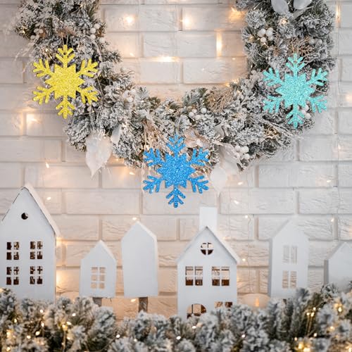 Wooden Christmas Snowflake Ornaments to Paint Christmas Winter Decoration Cutouts Unfinished 24PCS 3.5 inches, DIY Blank Unfinished Christmas Tree Ornament for Home Snowflakes Crafts Hanging