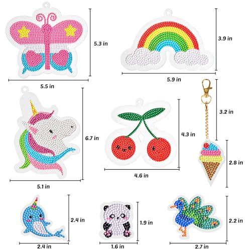 FUN LITTLE TOYS 24Pcs Diamond Art Kits for Kids, Diamond Painting Kits, Arts and Crafts for Kids Ages 6-8-12, Gem Art As Gifts Ideas for Girls Boys, Small Diamond Painting Stickers, Kids Craft Age 6+