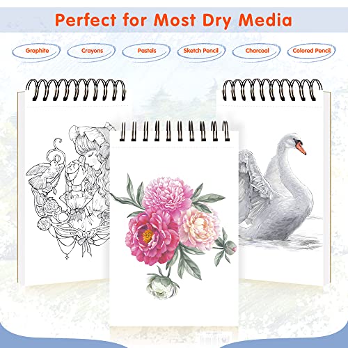 FIXSMITH 5.5"X8.5" Sketch Book | 80 Sheets (68 lb/100gsm) Sketchbook | Top Spiral Bound Artist Sketch Pad | Acid Free Drawing Pad | Ideal for Kids, Beginners, Artists & Painters | Bright White