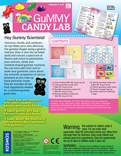 Thames & Kosmos Rainbow Gummy Candy Lab - Unicorns, Clouds & Rainbows! Sweet Science STEM Experiment Kit, Make Your Own Gummy Candies in Cool Shapes & Colors
