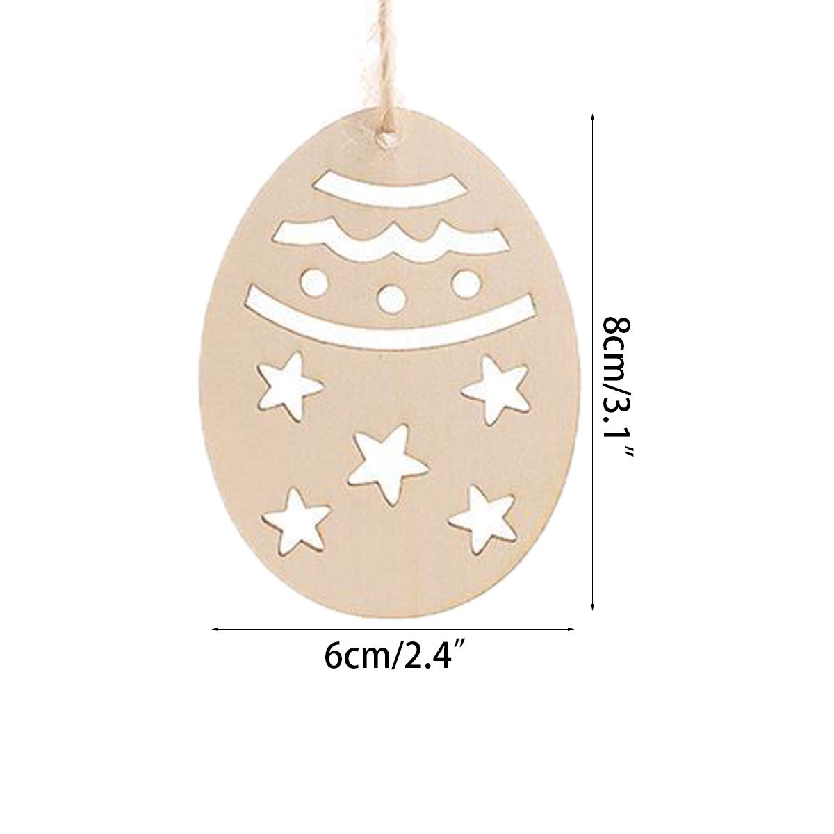 30 PCS Easter Wooden Hanging Ornaments Unfinished Wood Slices Eggs Easter Crafts for Kids DIY Decorations Party Supplies