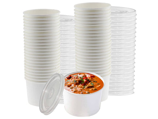 8oz Paper Soup Containers With Lids, Disposable Soup Bowls With Lids, 50 Count,