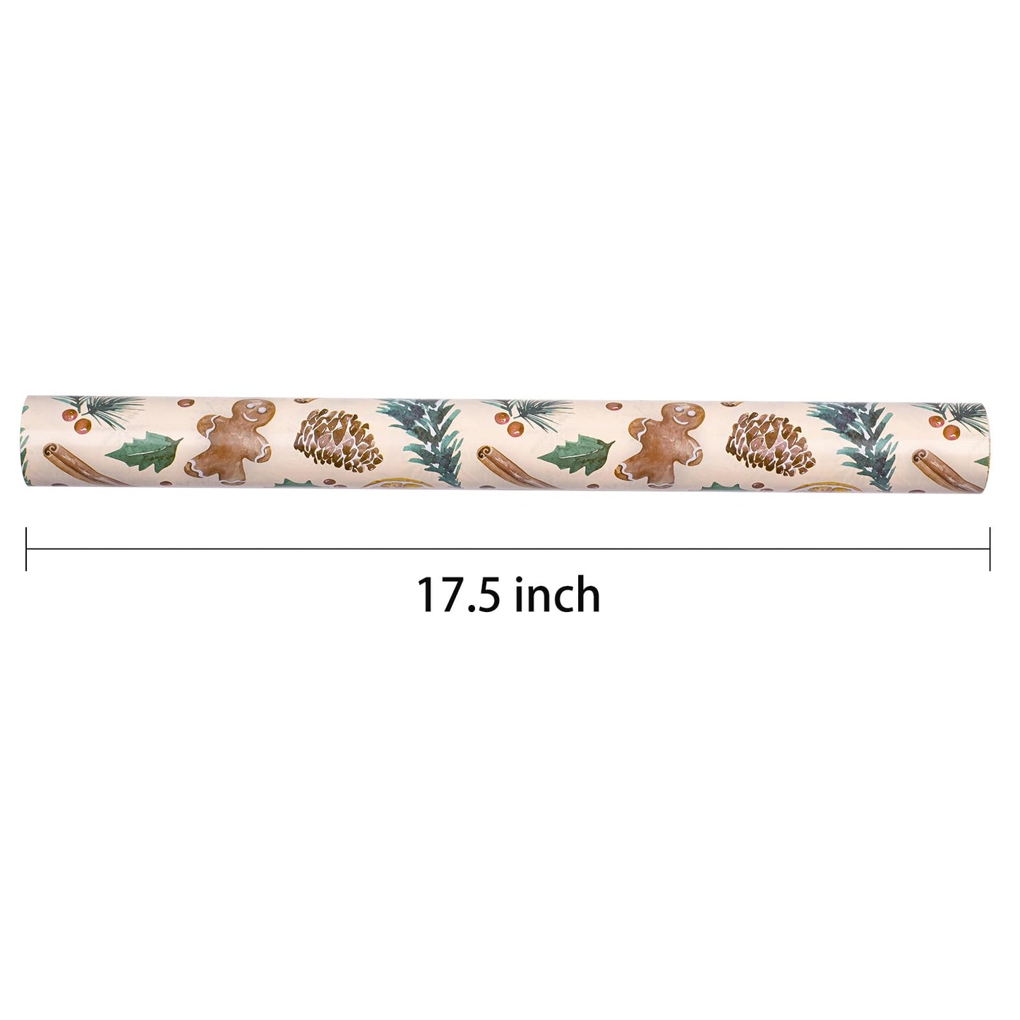 RUSPEPA Reversible Wrapping Paper Roll - Mini Roll - Christmas Gingerbread and Snowflake Pattern Great for Christmas, Party, Holiday - 17.5 Inches X 32.8 Feet
