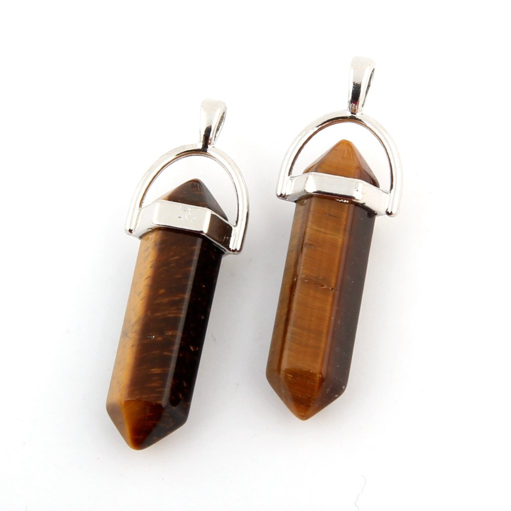 Mutilcolor 50pcs Gemstone Bullet Meditation Healing Pointed Chakra Crystal Stone Random Color Pendants for Necklace Jewelry Making