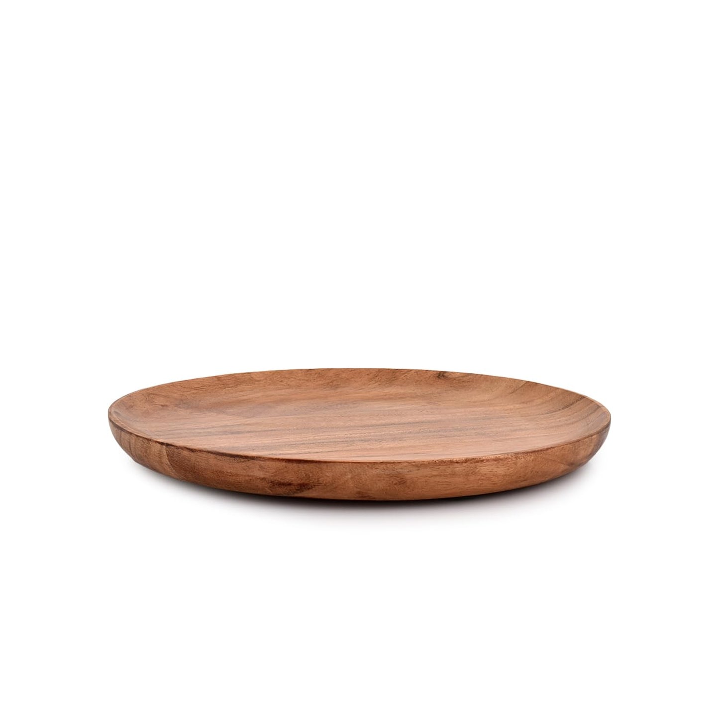 Acacia Wood Round Platters Set of 4 for Ottoman or Side Table, Charcuterie Board or Cheese Platter for Living Room (8" x 8" x 0.75")
