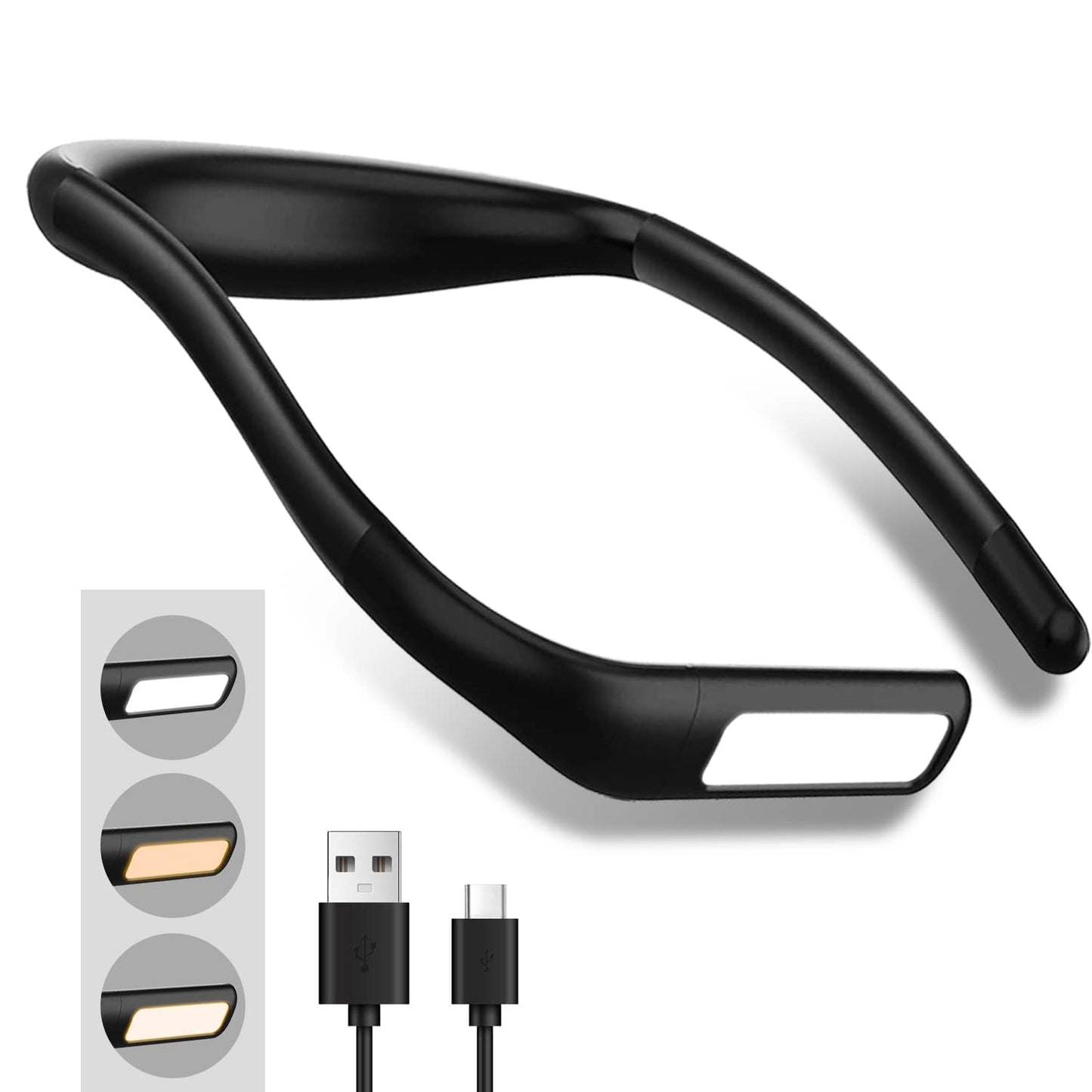 LED Neck Reading Light,Book Light In Bed,Adjustable Brightness Desk Lamp,3 Color with Bendable Arms,Suitable for Repairing,Night Running,Walking,Knitting,Camping (1PCS)