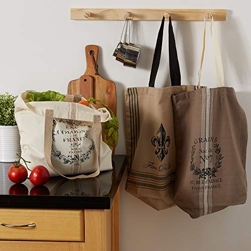 DII Printed Shopping Canvas Bags, Set of 3, French Print (CAMZ34792)