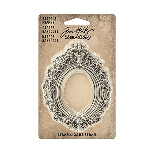 Tim Holtz Idea-ology Baroque Frames 2-Pack, 2.25 x 3 Inches Each, Antique Nickel Finish (TH93267),Silver