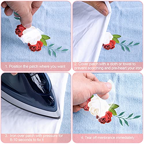 ANCIRS 60 Pack Flower Iron on Sticker Patch for Jackets, Heat Transfer Vinyl Patch Appliques for T-Shirt Jeans Backpacks Dress DIY Art Decoration