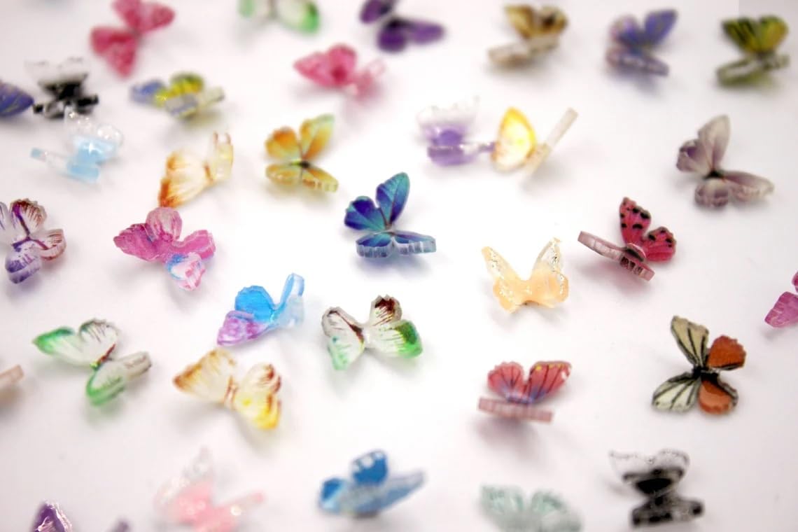 Micro Resin Butterflies, Dollhouse Miniature Tiny Butterflies, Terrarium Fairy Garden Dolls Toy, Mini Micro Landscaping Decoration (30 PCS)