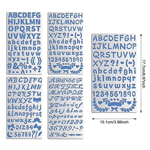 BENECREAT 4PCS 4x7 Inch Metal Engraving Stencils Letter Number Metal Stencils for Wood Carving, Drawings and Woodburning, Engraving and Scrapbooking Project