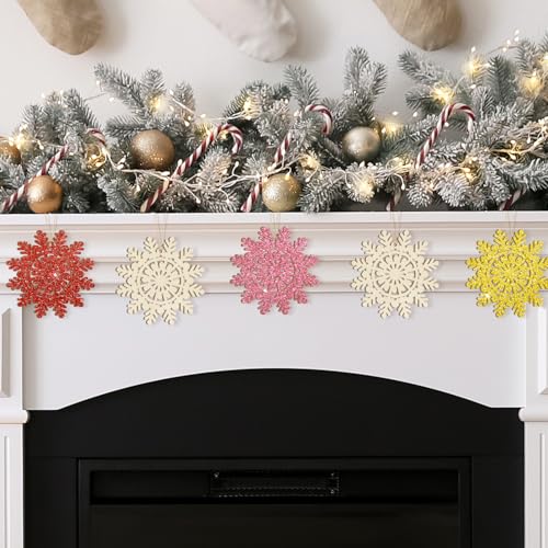 Wooden Christmas Snowflake Ornaments to Paint Christmas Winter Decoration Cutouts Unfinished 24PCS 3.5 inches, DIY Blank Unfinished Christmas Tree Ornament for Home Snowflakes Crafts Hanging