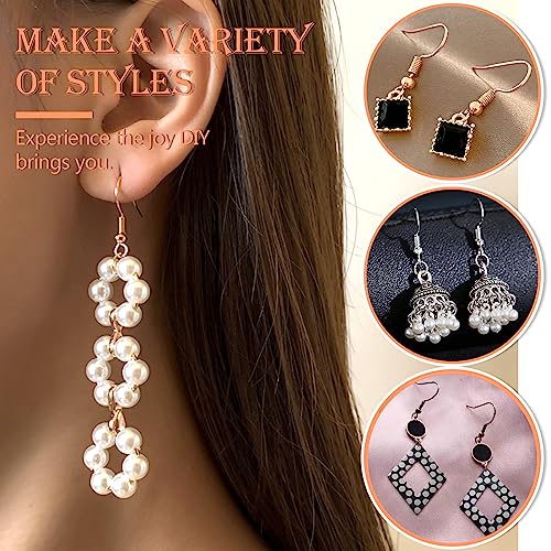 TOAOB 150pcs Hypoallergenic Earring Hooks Mixed Colors Ear Wire Hooks Earring Making Kit with 1000pcs Open Jump Rings 200pcs Earring Backs for Jewelry Making Findings