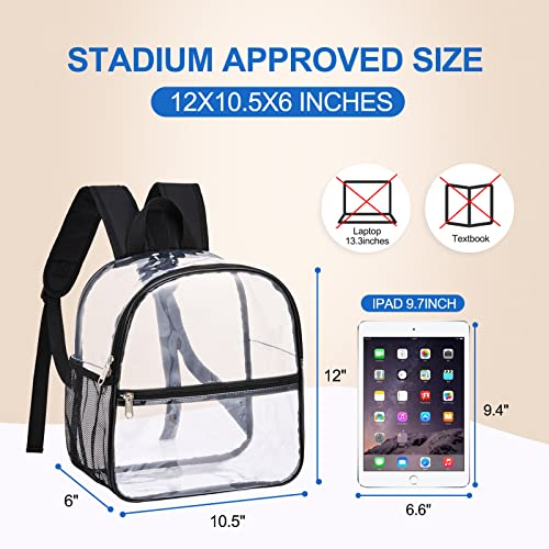 USPECLARE Clear Backpack for Stadium Approved 12×6×12, Water proof Clear Bag for Stadium Events and Concert Work Sport Event（Black）