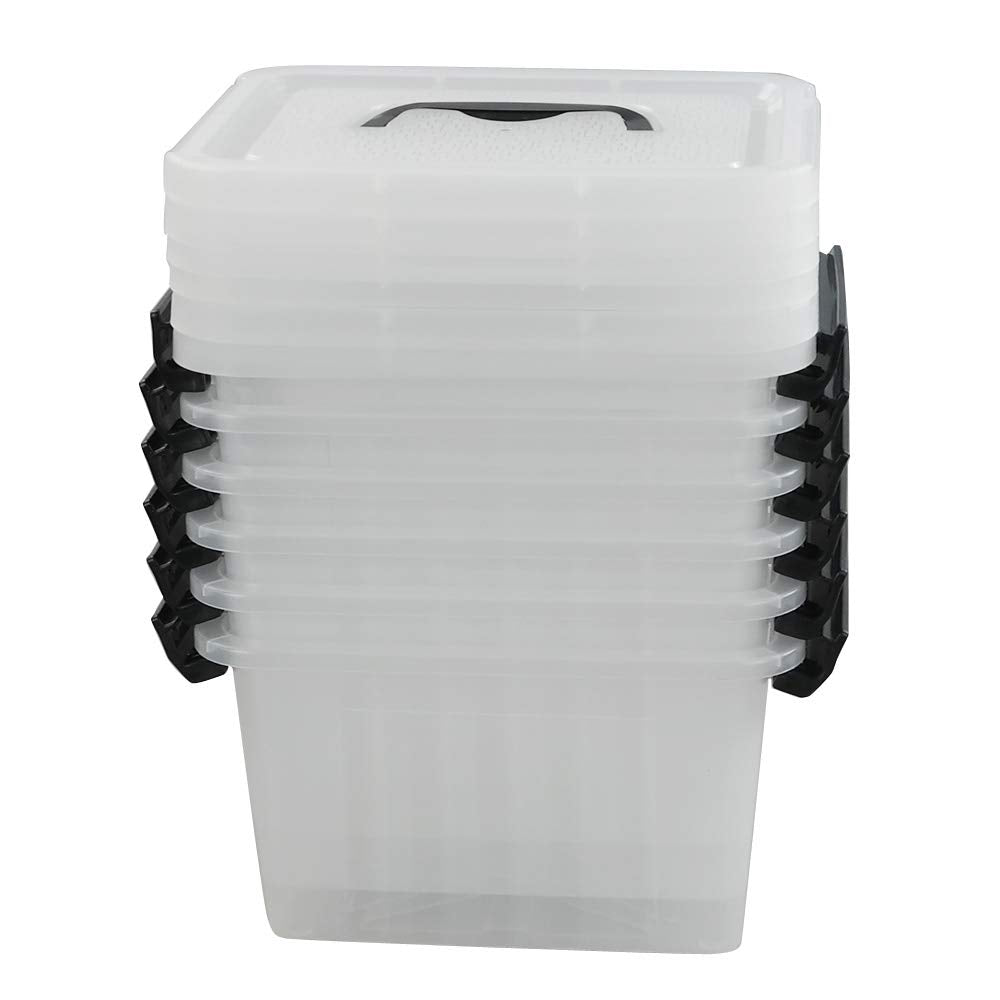 Ramddy 3.5 Quart Small Plastic Storage Box with Handles, 6 Packs Clear Latching Bin with Lid