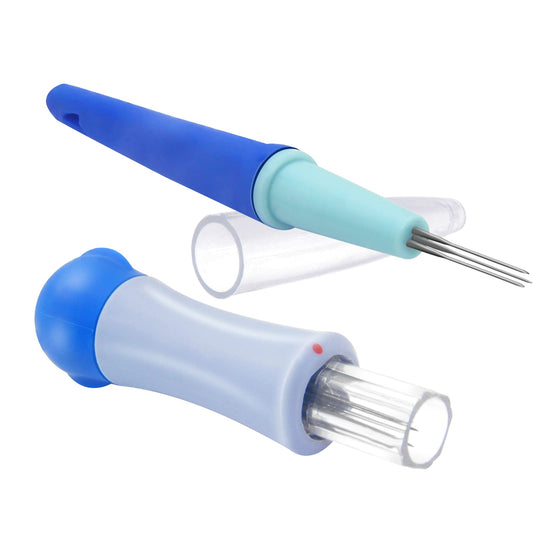 2 Pack Wool Felting Tools - Pen Style with 3 Needles & Punch Style with 7 Barbed Needles for DIY Patchwork & Handicraft