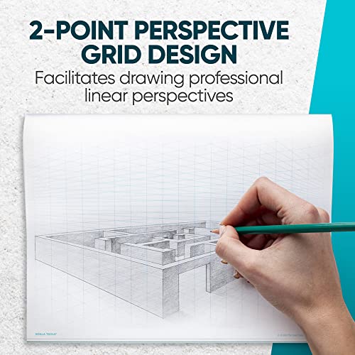 Koala Tools | Drawing Perspective (1 and 2-Point) Large Sketch Pad (2 Point - 9 x 12)