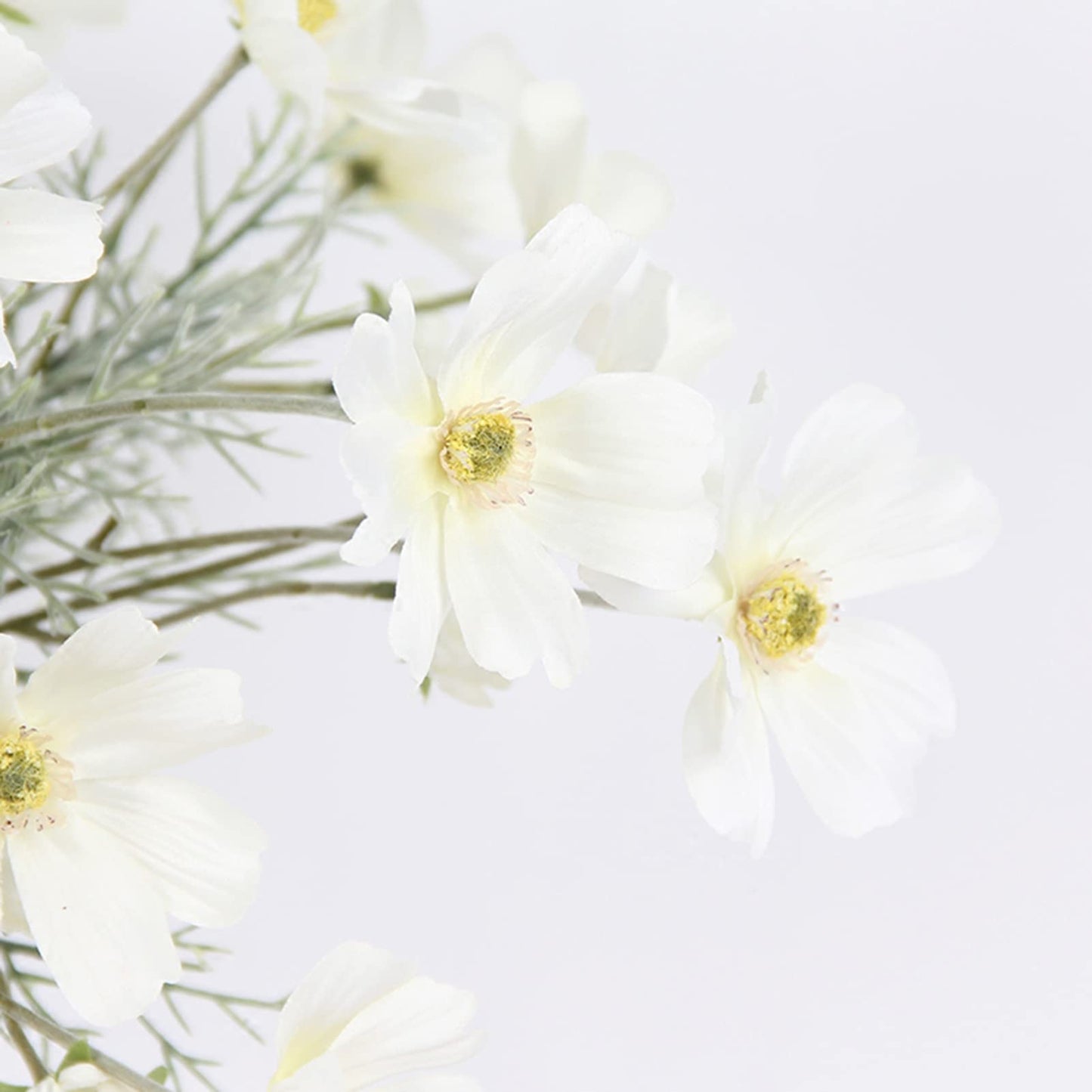2 Pcs Artificial Fake Flowers Plants Cosmos Silk Flower Arrangements Wedding Bouquets Decorations Plastic Floral Table Centerpieces for Home Kitchen Garden Party Decor Approx 23.6'' High - White