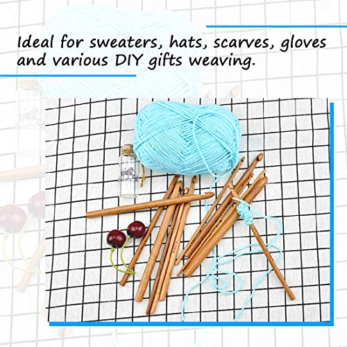 Glarks 24Pcs Crochet Hooks Set, 15Pcs 3 to 25 mm Wooden Bamboo Crochet Needle Knitting Hooks with 9Pcs 2 to 10 mm Aluminum 2-10 mm Handle Crochet Hooks for Sweater Hat Scarve Glove Knitted Weaving