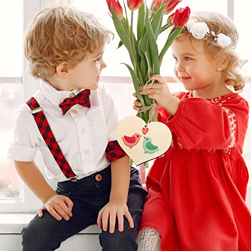 Wooden Heart Ornaments to Paint 7 Inch, Large Size Wooden DIY Blank Unfinished Heart Wood Discs Ornament for Crafts Hanging Decorations