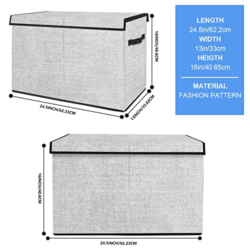 homyfort Large Toy Box Storage Chest for Girls Kids,Collapsible Toy Bin Organizer Basket with Lids for Blanket,Toys,Toddler,Nursery,Playroom (White)