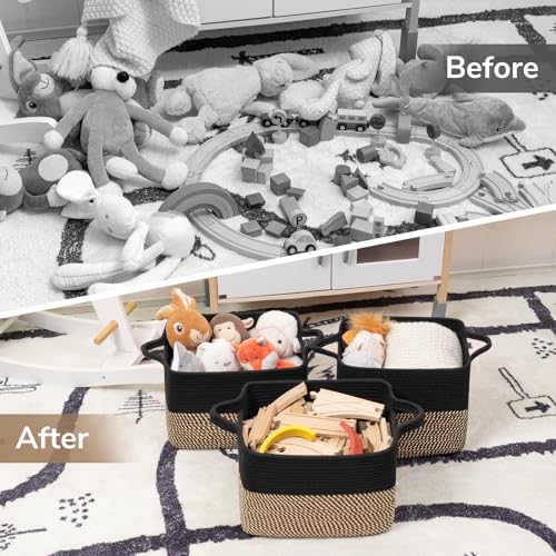 Goodpick Cube Storage Bins - Towel, Book, Cloth, Shoes, Closet Shelf Woven Baskets for Office, Baby Laundry, Toys, 13''x9.8''x9''
