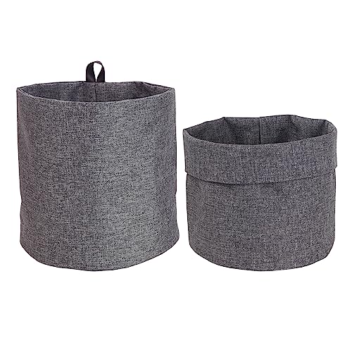 Bigso Soft Hang Around Hanging Storage Basket Small | Hanging Wall Basket for Organizing Everyday Necessities | Collapsible Wall Hanging Storage Basket for Closets | 6.7″x6.7″ | Small | Grey