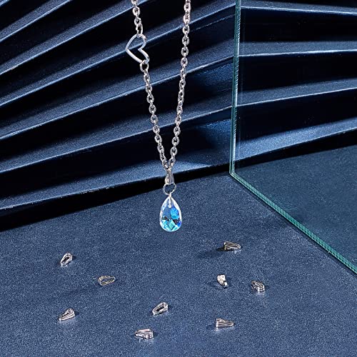 PH PandaHall Charm Holder for Necklace, 10pcs 925 Sterling Silver Snap Bail Hook Pinch Clip Necklace Chain Connectors Dangle Pendant Clasps for Necklace Choker Jewelry DIY Craft Gift Making, Platinum