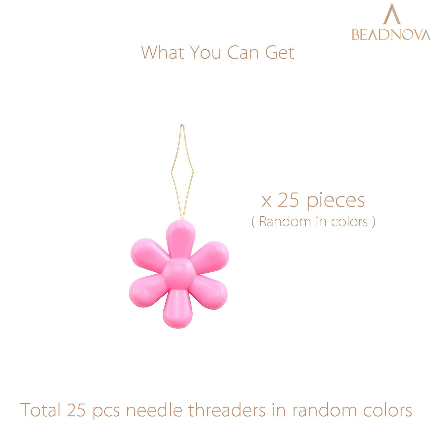 Needle Threaders 25pcs Plastic Flower Head Sewing Needle Threader for Sewing Small Eye Embroidery Craft Knitting Quilting (25pcs, Mix Colors)